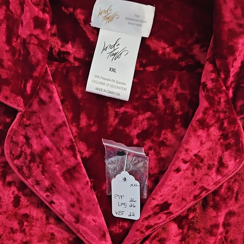 Lord & Taylor Red Velvet Pajama Set